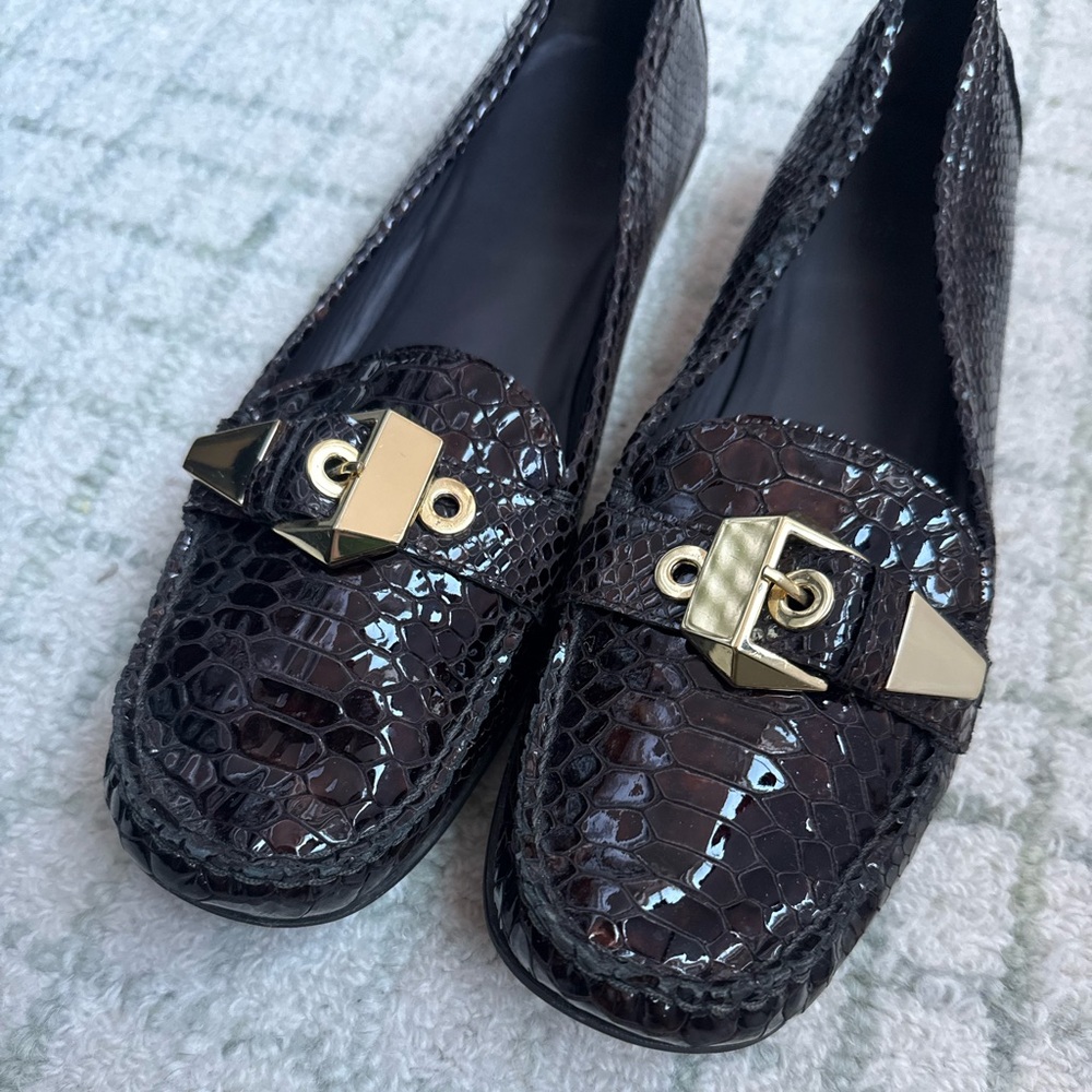 Stuart Weitzman Brown snake-embossed Loafers Size 11 - Picture 5 of 7